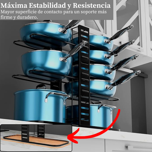 Organizador De Ollas Y Sartenes 8 Niveles Ajustable - Hierro Reforzado